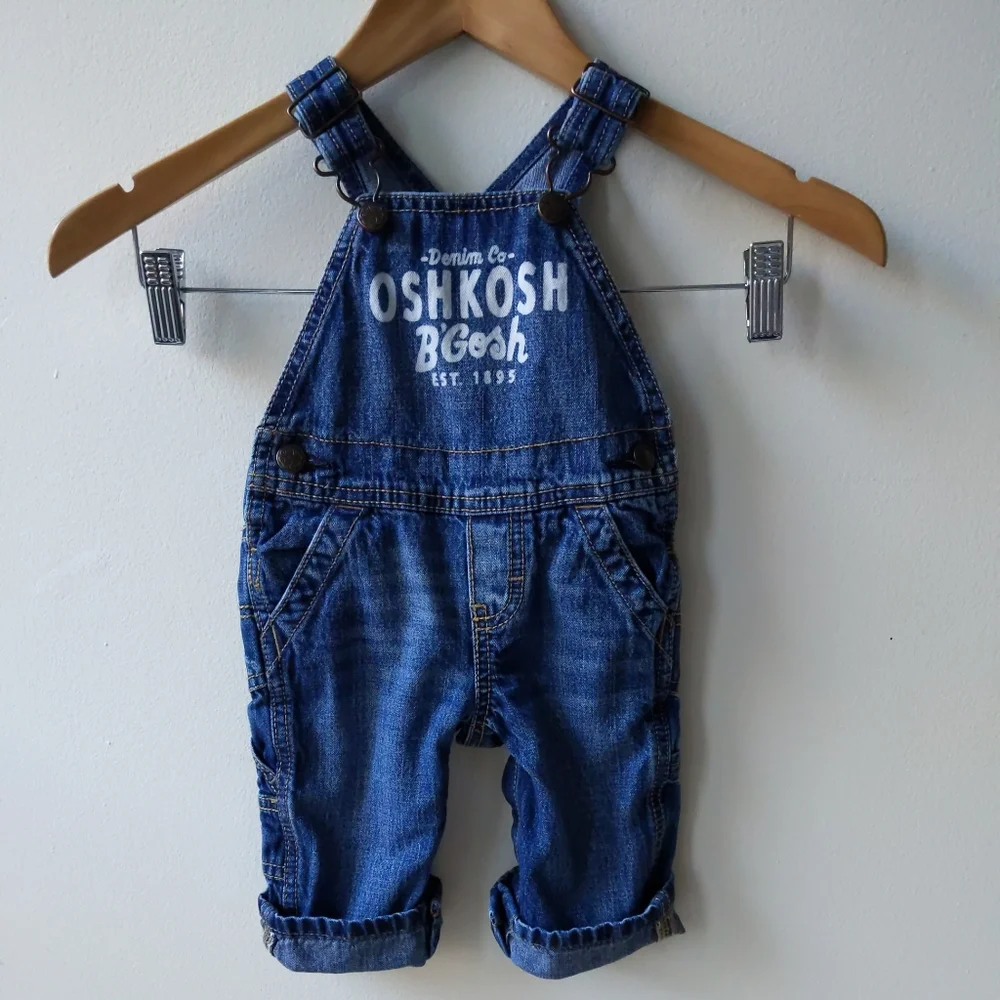 Oshkosh B'Gosh Spell Out Denim Overalls Size 6M